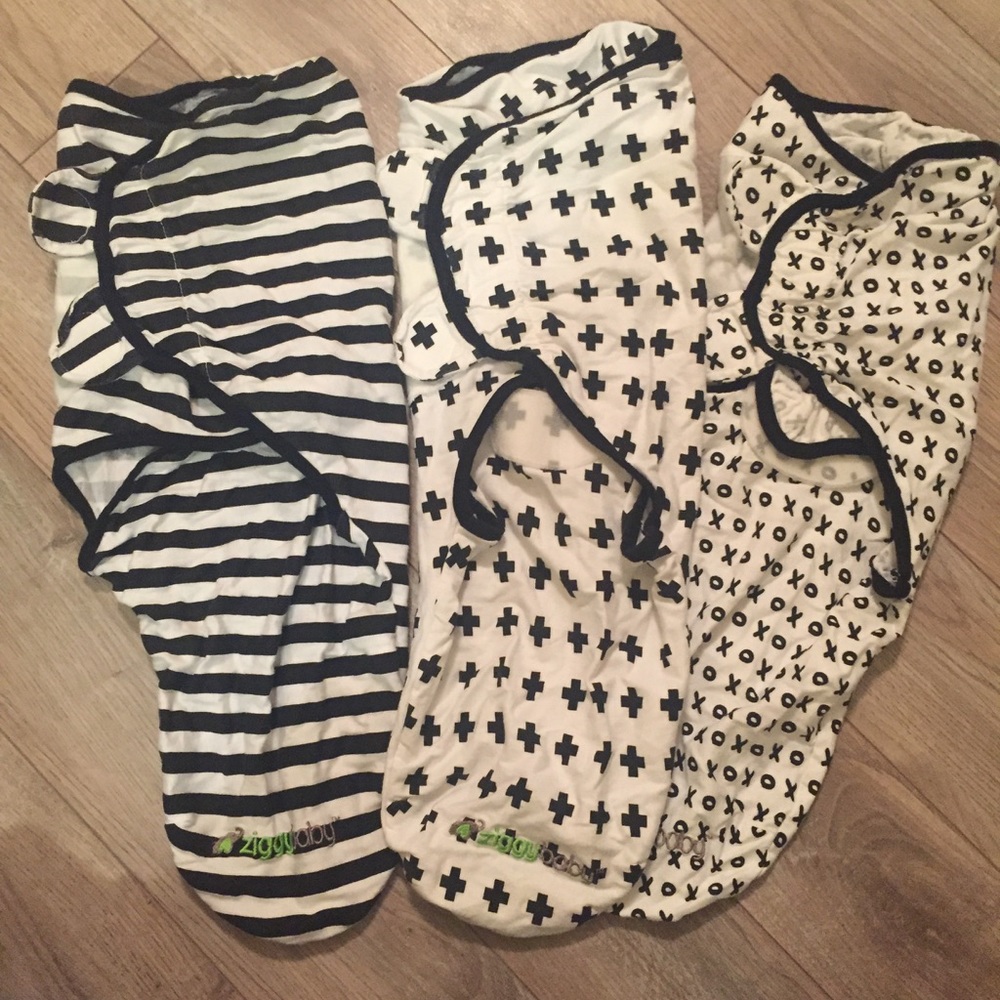 3 Ziggy Baby Velcro Swaddle Blankets